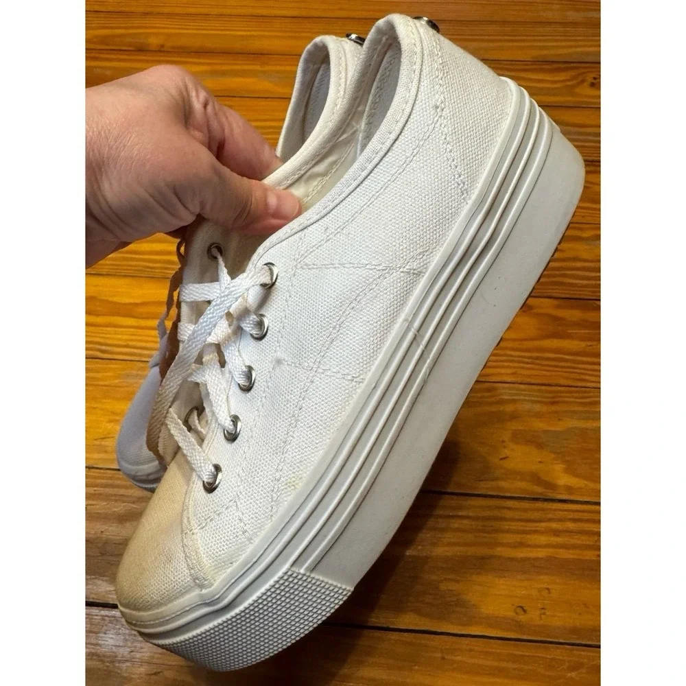 Steve Madden Mayra White Tie Platform Sneakers Size 7